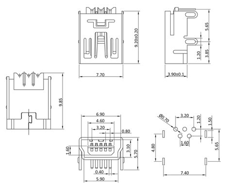 Csatlakozóaljzat Alj, beépíthető, vízszintes MUB1B5W 1 port MUB1B5W econ connect Tartalom: 1 db 2. kép