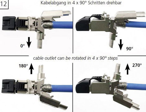 Telegärtner MFP8-4x90 T568B Cat.6A RJ45 dugaszoló, szabadban is összeszerelhető J00026A4001 Dugó, eg 6. kép