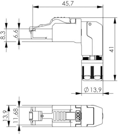 Telegärtner MFP8-4x90 T568B Cat.6A RJ45 dugaszoló, szabadban is összeszerelhető J00026A4001 Dugó, eg 7. kép