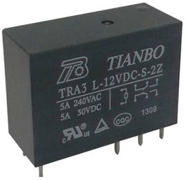 Tianbo Electronics TRA3 L-12VDC-S-2Z Nyák relé 12 V/DC 8 A 2 váltó 1 db