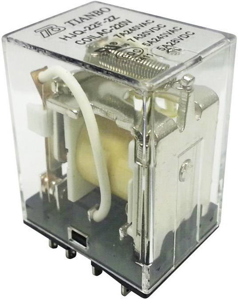 Tianbo Electronics HJQ-22F-2Z -220/240VAC Dugaszrelé 230 V/AC 7 A 2 váltó 1 db