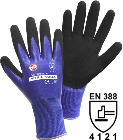 L+D Nitril Aqua 1169-S Nylon Munkakesztyű Méret (kesztyű): 7, S CAT II 1 db