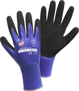 L+D Nitril Aqua 1169-XL Nylon Munkakesztyű Méret (kesztyű): 10, XL CAT II 1 db