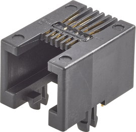FCI Modular jacks RJ10 panel csatlakozó 90511-001LF Alj, beépíthető, függőleges Pólusszám: 4P4C Feke