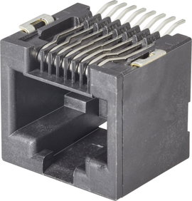 FCI Modular jacks RJ10 panel csatlakozó 87180-044LF Alj, beépíthető, vízszintes Pólusszám: 4P4C Feke