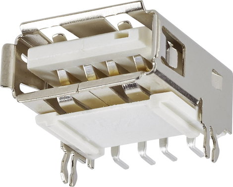 Beépített aljzat A típusú USB 2.0 Alj, beépíthető, vízszintes USB 1 port 87583-2010BLF FCI Tartalom: