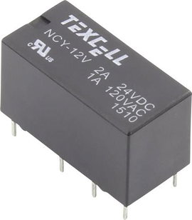Texcell NCY-12V Nyák relé 12 V/DC 2 A 2 váltó 1 db