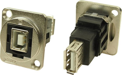 XLR adapter USB B aljzat 2.0 és USB A aljzat 2.0 Adapter, beépíthető CP30207NM CP30207NM Cliff Tarta
