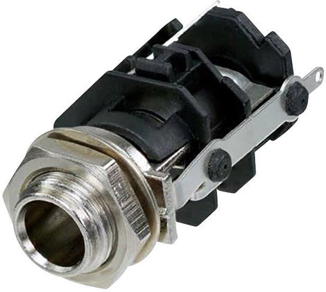 Rean AV RJ3VM-S-CON Jack csatlakozó, 6,35 mm Alj, beépíthető, függőleges Pólusszám: 3 Sztereo Fekete