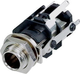 Rean AV RJ5VM-S-CON Jack csatlakozó, 6,35 mm Alj, beépíthető, függőleges Pólusszám: 5 Sztereo Fekete