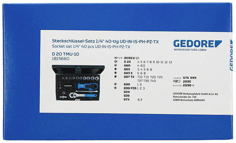 Gedore 1815660 Dugókulcs készlet Metrikus 1/4 (6,3 mm) 40 részes 1815660 5. kép