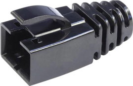 Törésgátló RJ45 csatlakozó dugóhoz, fekete, egyenes, BEL Stewart Connectors 39200-838