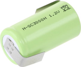 Mexcel -SC3000H Speciális akku Sub-C Magas hőmérséklet álló, Z forrfül, Flat-top NiMH 1.2 V 3000 mAh