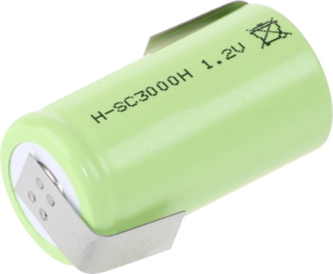 Mexcel -SC3000H Speciális akku Sub-C Magas hőmérséklet álló, Z forrfül, Flat-top NiMH 1.2 V 3000 mAh