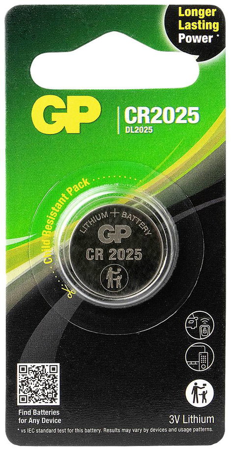 GP Batteries Gombelem CR 2025 3 V 1 db 160 mAh Lítium GPCR2025STD714C1 2. kép