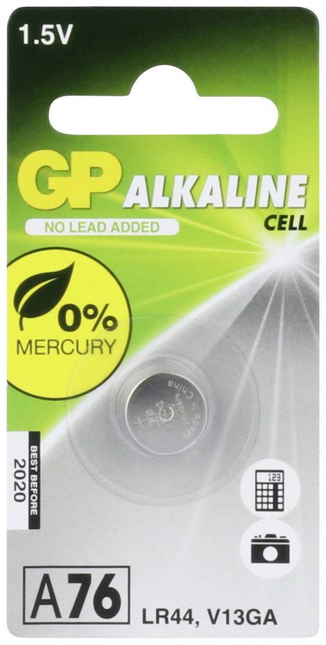 GP Batteries Gombelem LR 44 1.5 V 1 db 110 mAh Alkáli mangán GP76ASTD967C1 2. kép