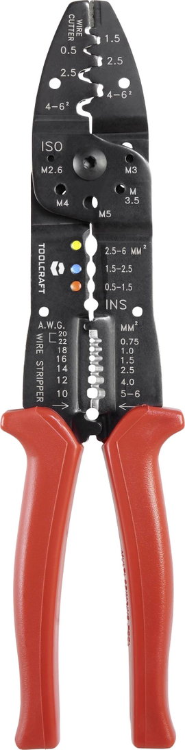 Többfunkcios csupaszoló-, krimpelő- és vezetékvágó fogó 0,75-6 mm Toolcraft TO-4861971