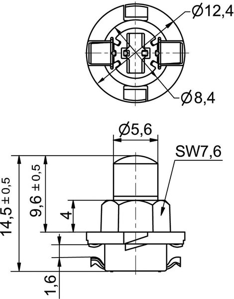 Signal Construct MWTB8464 LED-es jelzőlámpa Fehér B8.0-12 (EBSR/BAX) hasonló 24 V/AC, 24 V/DC 600 mc 3. kép
