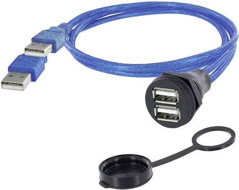 2 x A típusú USB 2.0 Sasszé alj, beépíthető 1310-1028-05 M22 1310-1028-05 encitech Tartalom: 1 db