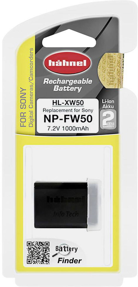 Hähnel Fototechnik HL-XW50 Kamera akku Megfelelő eredeti akku (kamera) NP-FW50 7.2 V 1000 mAh 4. kép
