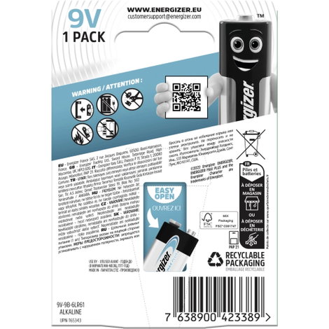 Energizer Max Plus 9V-os elem Alkáli mangán 9 V 1 db 2. kép