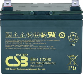 CSB Battery EVH 12390 Ólomakku 12 V 39 Ah Ólom-vlies (AGM) (Sz x Ma x Mé) 196 x 178 x 155 mm M6 csav