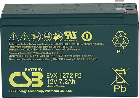 CSB Battery EVX 1272 Ólomakku 12 V 7.2 Ah Ólom-vlies (AGM) (Sz x Ma x Mé) 151 x 99 x 65 mm 6,35 mm-e