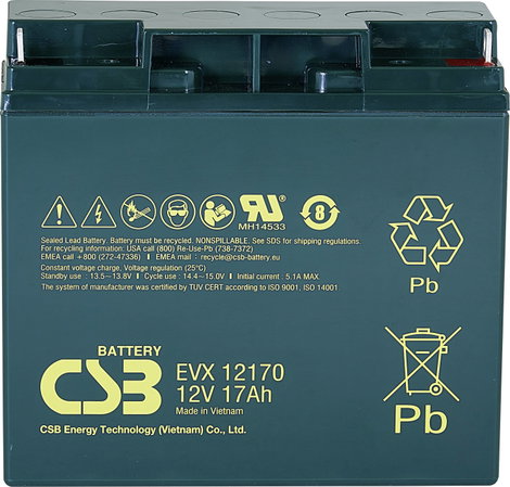 CSB Battery EVX12170 Ólomakku 12 V 17 Ah Ólom-vlies (AGM) (Sz x Ma x Mé) 181 x 167 x 76 mm M5 csavar