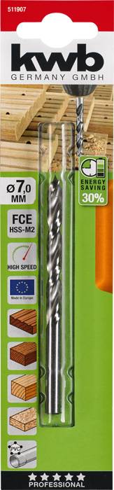 kwb 511907 Fa spirál fúró 7 mm Teljes hossz 109 mm 1 db 2. kép
