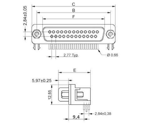 encitech DRB-15F-TBG-110 2103-2100-12 D-SUB hüvelyes kapocsléc 90 ° Pólusszám: 15 Forrcsúcsok 1 db T 2. kép