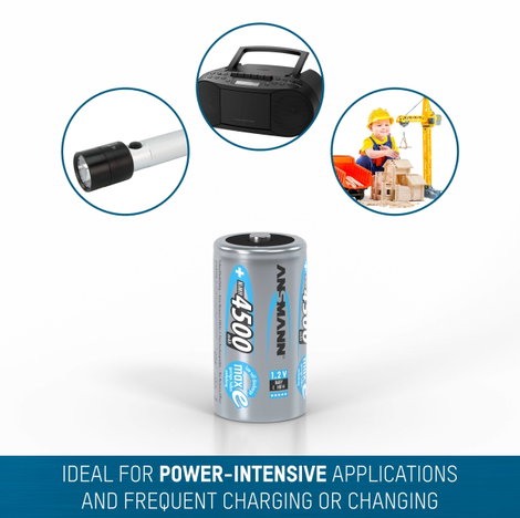 Babyakku Ansmann maxE HR14 NiMH 1.2 V 4500 mAh 1 db 7. kép