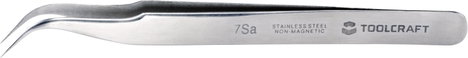 Precíziós csipesz 7a SA, sarlócsúcs, 55°-ban ívelt, kerek, finom, 120 mm, Toolcraft TO-5861037