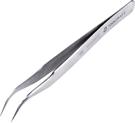 Precíziós csipesz 7a SA, sarlócsúcs, 55°-ban ívelt, kerek, finom, 120 mm, Toolcraft TO-5861037 2. kép