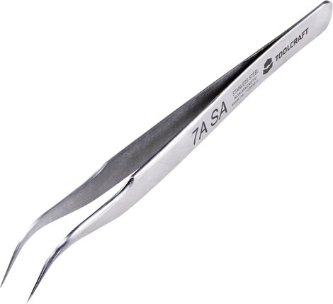 Precíziós csipesz 7a SA, sarlócsúcs, 55°-ban ívelt, kerek, finom, 120 mm, Toolcraft TO-5861037 5. kép