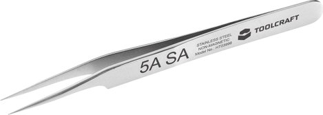 TOOLCRAFT TO-5861043 Precíziós csipesz 1 db 5a SA Hegyes, nagyon vékony, extra finom, Sarlóhegy, 30°