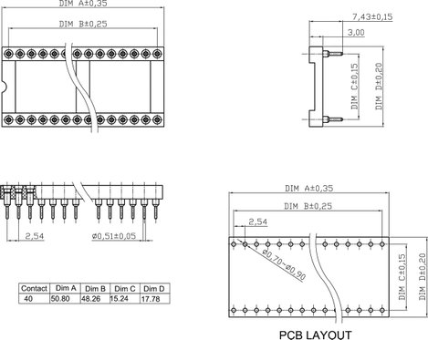 ASSMANN WSW AR 40 HZL-TT AR 40 HZL-TT IC foglalat Raszterméret: 15.24 mm Pólusszám: 40 Precíziós éri 2. kép