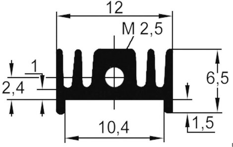 ASSMANN WSW V5629G Strang hűtőtest 40 K/W (H x Sz x Ma) 25 x 12 x 6.5 mm TO-220 3. kép
