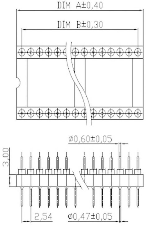 ASSMANN WSW AR 28-ST/T AR 28-ST/T Adapter IC foglalat Raszterméret: 15.24 mm Pólusszám: 28 1 db 2. kép