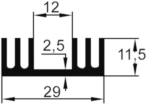 ASSMANN WSW V4330N V4330N Strang hűtőtest 12 K/W (H x Sz x Ma) 29 x 11.5 x 20 mm TO-220 2. kép