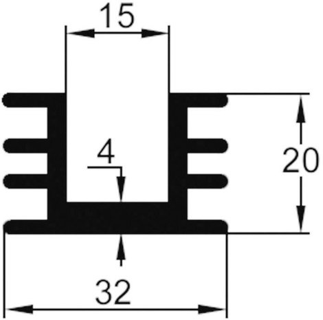 ASSMANN WSW V5220L V5220L Strang hűtőtest 8 K/W (H x Sz x Ma) 30 x 32 x 20 mm TO-220 3. kép
