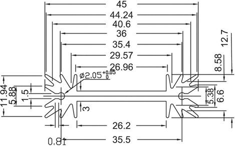 ASSMANN WSW V7466X V7466X Strang hűtőtest 7 K/W (H x Sz x Ma) 38.1 x 45 x 11.94 mm TO-220, TOP-3, SO 2. kép