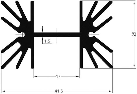 ASSMANN WSW V8511W V8511W Strang hűtőtest 6.5 K/W (H x Sz x Ma) 25.4 x 41.6 x 25 mm TO-220, TOP-3, S 2. kép
