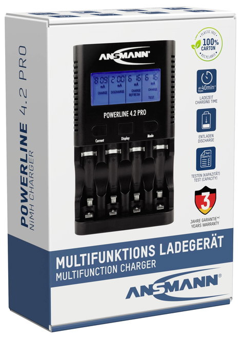 Ansmann Powerline 4.2 Pro Hengeres akku töltő NiCd, NiMH Mikro (AAA), Ceruza (AA) 4. kép