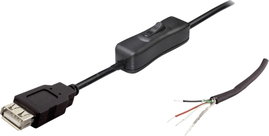 BKL elektronikus USB-A 10080120 - USB kábel 2.0 A csatlakozó fekete kapcsolóval Alj, egyenes 1008012