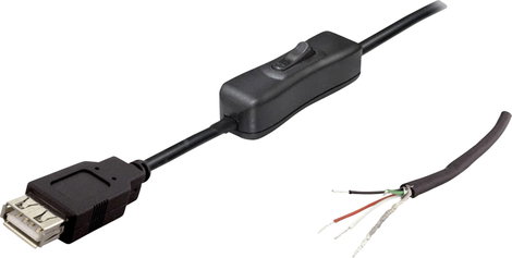 BKL elektronikus USB-A 10080120 - USB kábel 2.0 A csatlakozó fekete kapcsolóval Alj, egyenes 1008012