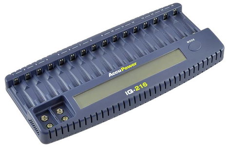 AccuPower IQ216 Hengeres akku töltő NiCd, NiMH Mikro (AAA), Ceruza (AA), 9 V-os 2. kép