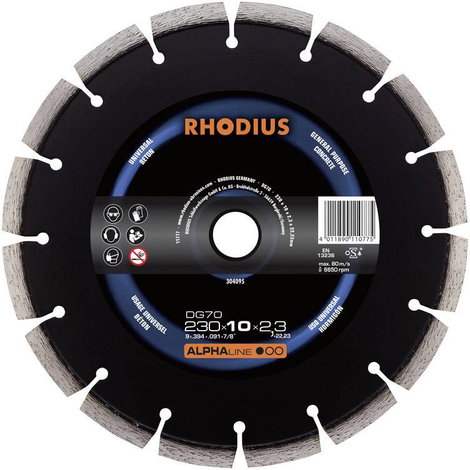 Rhodius 304095 DG70 Gyémánt bevonatú vágótárcsa Ø 230 mm Furat átmérő 22.23 mm Beton 1 db 2. kép
