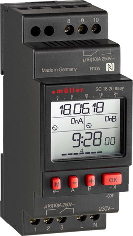 Müller SC 18.20 easy 24V ACDC Kalapsínes időkapcsoló óra Digitális 24 V/DC, 24 V/AC 4000 W