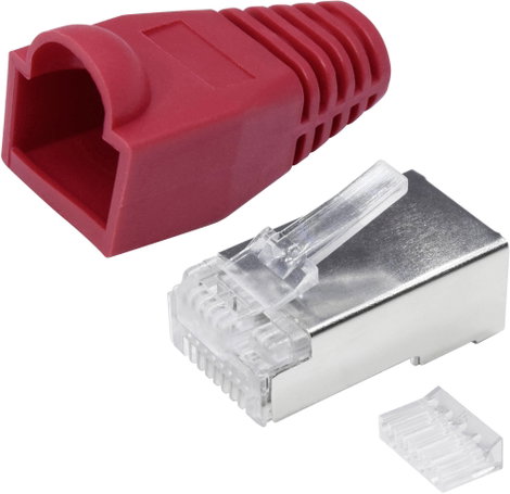 Quadrios RJ-45 csatlakozókészlet, CAT 6 1906C170 Dugó, egyenes Pólusszám 8P8C Piros 25 db 2. kép