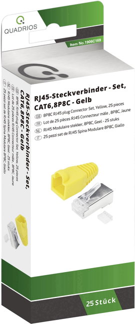 Quadrios RJ-45 csatlakozókészlet, CAT 6 1906C169 Dugó, egyenes Pólusszám 8P8C Sárga 25 db